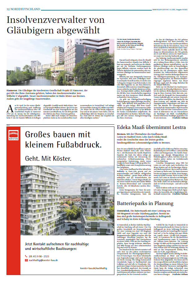 Köster: 1/3 Seite im Regionalspecial Norddeutschland